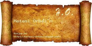 Hetesi Orbán névjegykártya
